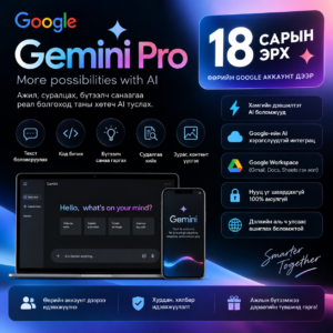 Google AI Pro (GEMINI) - 18 сарын эрх